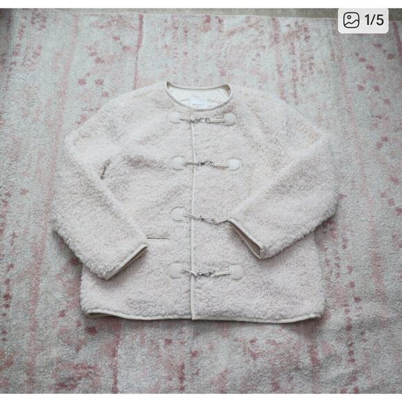 AVEC LES FILLES  IVORY SHERPA BORG FAUX SHEARLING JACKET - S - Picture 1 of 8